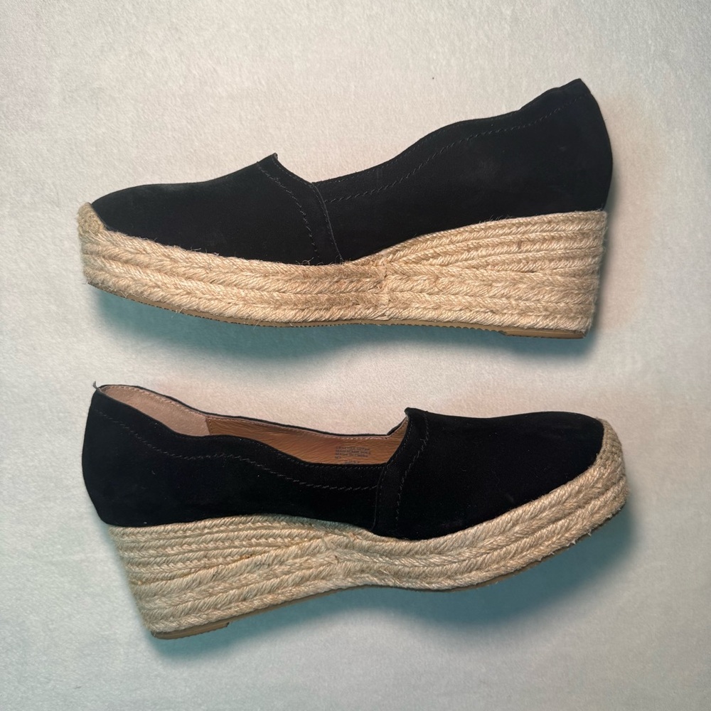 Black Suede Wedge Sandals Espadrilles by Bettye Muller - Picture 3 of 6